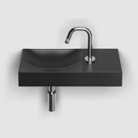 Clou Vale Fontein Met Kraangat Rechts Met Geïntegreerde Afvoer Zwart Mat Keramiek 45 cm - thumbnail