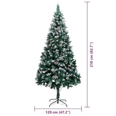 VidaXL Kunstkerstboom groen 210 cm pvc en staal en kunststof