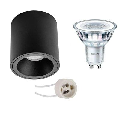 Philips CorePro GU10 Opbouwspot Set - Mat Zwart - Ø90mm - 4.6W 4000K