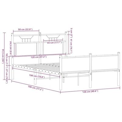Bedframe zonder matras bewerkt hout bruin eikenkleur 120x190 cm Bedframe zonder matras bewerkt hout bruin eikenkleur 120x190 cm