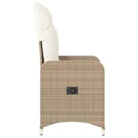 Tuinstoel verstelbaar met kussens poly rattan beige - thumbnail