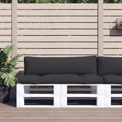 VidaXL Palletkussens 2 st stof zwart