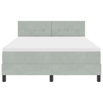 LED Box Spring Bed met matras Lichtgrijs 140 x 190 cm Fluweel