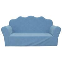 Kinderbank 2-zits zacht pluche blauw - thumbnail