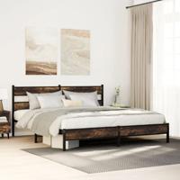Bedframe zonder matras metaal gerookt eikenkleurig 180x200 cm - thumbnail