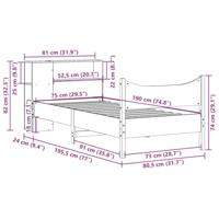 Bedframe zonder matras massief grenenhout 75x190 cm - thumbnail