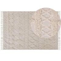 Beliani - DIDIM - Laagpolig vloerkleed - Beige - 160 x 230 cm - Katoen - thumbnail