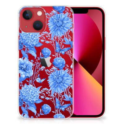 TPU Case voor Apple iPhone 13 Flowers Blue TPU Case voor Apple iPhone 13 Flowers Blue