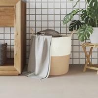 Opbergmand 43x38 cm katoen beige en wit - thumbnail