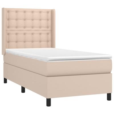 Boxspring met matras en LED kunstleer cappuccinokleur 90x200 cm