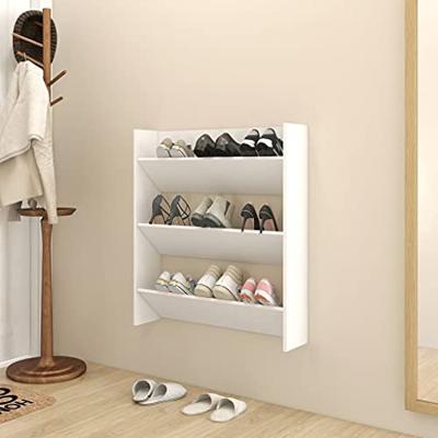 VidaXL Wandschoenenkast 80x18x90 cm bewerkt hout wit VidaXL Wandschoenenkast 80x18x90 cm bewerkt hout wit