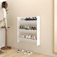 VidaXL Wandschoenenkast 80x18x90 cm bewerkt hout wit - thumbnail