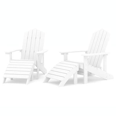 Tuinstoelen 2 st Adirondack met voetensteunen HDPE wit