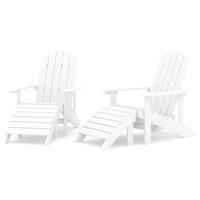 Tuinstoelen 2 st Adirondack met voetensteunen HDPE wit - thumbnail