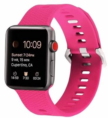 By Qubix - Siliconen bandje met motief - Roze - Compatible met Apple Watch 38mm / 40mm / 41mm / 42mm - Compatible Apple watch bandjes