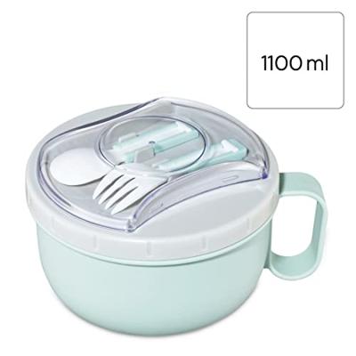 Xavax Lunchbox Rond Voor Magnetron Met Bestek 1100 Ml Pastelblauw/grijs