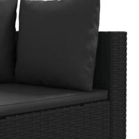 3-delige Loungeset met kussens poly rattan zwart - thumbnail