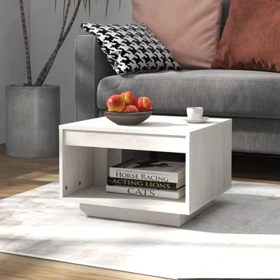 VidaXL Salontafel 50x50x33,5 cm massief grenenhout wit