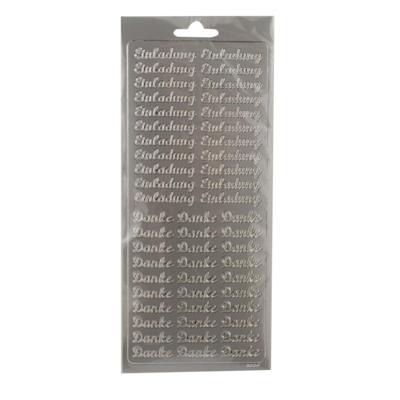Vaessen Creative • sticker 10x23cm 10pcs zilver "danke - einladung"