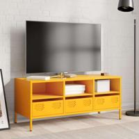 Tv-meubel 101,5x39x43,5 cm koudgewalst staal mosterdgeel - thumbnail