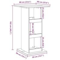 Bartafel met opbergruimte 60x60x102 cm bewerkt hout wit - thumbnail