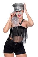 Festival top franjes kort zwart - thumbnail