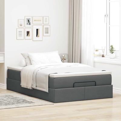 Ottoman bed met matras 120x200cm stof donkergrijs