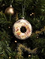 Nordic Light Kerstbal Donut Wit/Bruin 10 cm - thumbnail