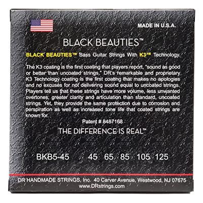 DR Strings BKB5-45 Black Beauties 45-125 set 5 snaren voor elektrische basgitaar
