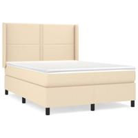 Boxspring met matras stof crèmekleurig 140x200 cm - thumbnail
