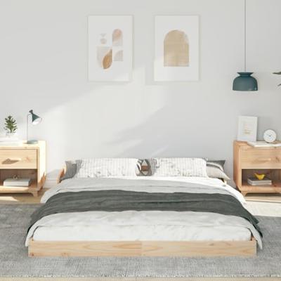 Bedframe Bruin 140 x 210 cm Massief grenenhout