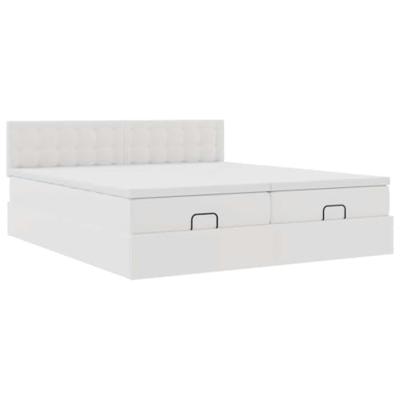 Ottoman bed met matrassen en LED's 160x200cm kunstleer wit