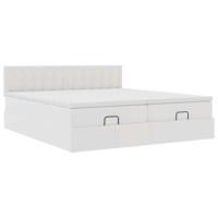 Ottoman bed met matrassen en LED's 160x200cm kunstleer wit - thumbnail