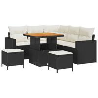 Tuinbankenset 8 pcs Zwart poly rattan - thumbnail