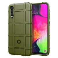 Schokbestendige ruige Shield volledige beschermende siliconen case voor Galaxy A70 (Army Green) - thumbnail