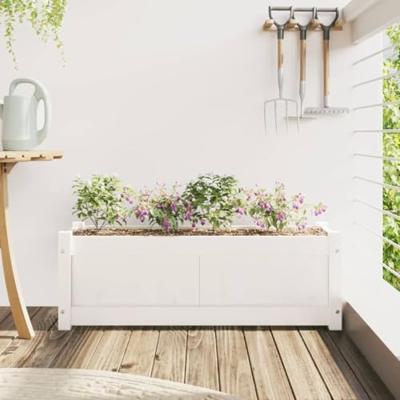 Plantenbak 90x31x31 cm massief grenenhout wit