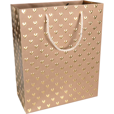 Tas | Love | Papier | 26x 12x32cm | draagtas | bruin/goud | 40 stuks