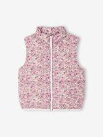 Mouwloos donsjack met bloemenmotieven voor meisjes roze, bedrukt - thumbnail