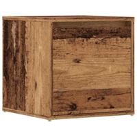 Opbergbox met lade 40,5x40x40 cm bewerkt hout oud houtkleurig - thumbnail