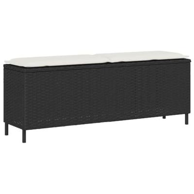 Tuinbank met kussen 110x30x40,5 cm poly rattan zwart