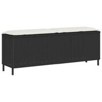 Tuinbank met kussen 110x30x40,5 cm poly rattan zwart - thumbnail