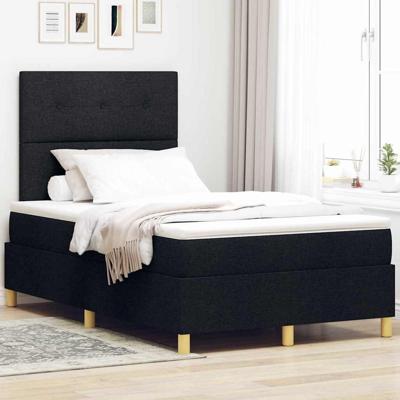 Boxspring bed met matras met hoofdeinde Zwart 120 x 190 cm Stof