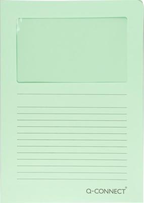 Q-CONNECT L-map met venster, 120 g/m², A4, pak van 100 stuks, lichtgroen
