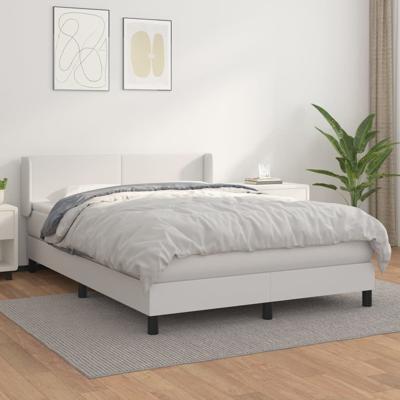 Boxspring met matras kunstleer wit 140x200 cm - thumbnail