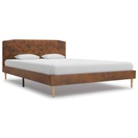 vidaXL Bedframe kunstsuède bruin 135x190 cm - thumbnail