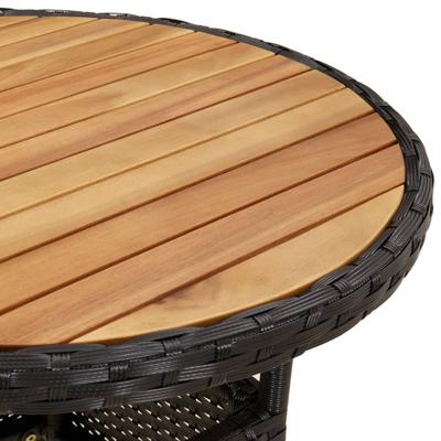 3-delige Bistroset met kussens poly rattan zwart - thumbnail