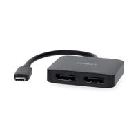 Nedis USB-C™ Adapter | USB 3.2 Gen 1 | USB-C™ Male | 2x Displayport Female | 4K@60Hz | 0.20 m | Rond | Vernikkeld | PVC | Zwart | Doos - CCGB64375BK02 - thumbnail
