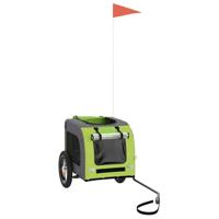 Hondenfietstrailer oxford stof en ijzer groen en grijs - thumbnail