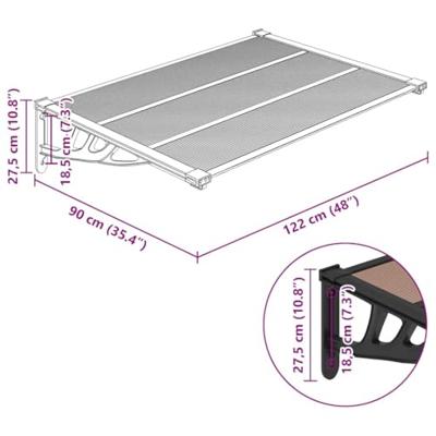 VidaXL Deurluifel 122x90 cm polycarbonaat zwart VidaXL Deurluifel 122x90 cm polycarbonaat zwart