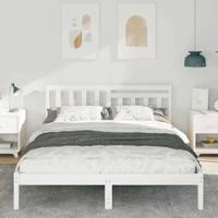 Bedframe met hoofdeinde Wit 140 x 200 cm Massief grenenhout - thumbnail